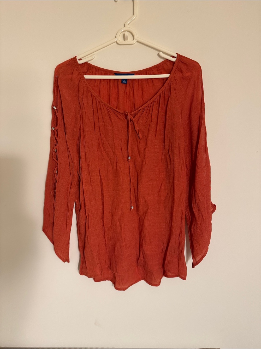 Apt. 9 Rust Tie-Front Peasant Blouse
